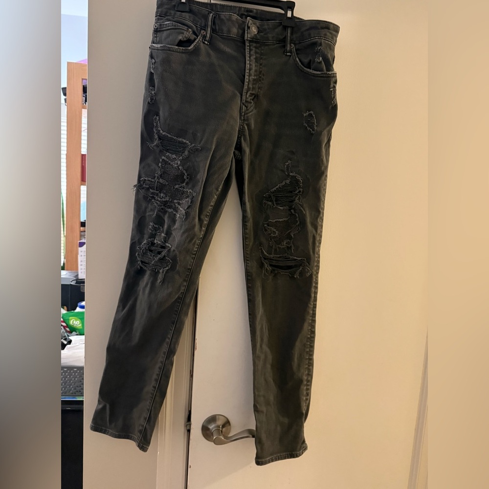 Brand New American Eagle Men's Distressed Dark Gray Jeans 32x30